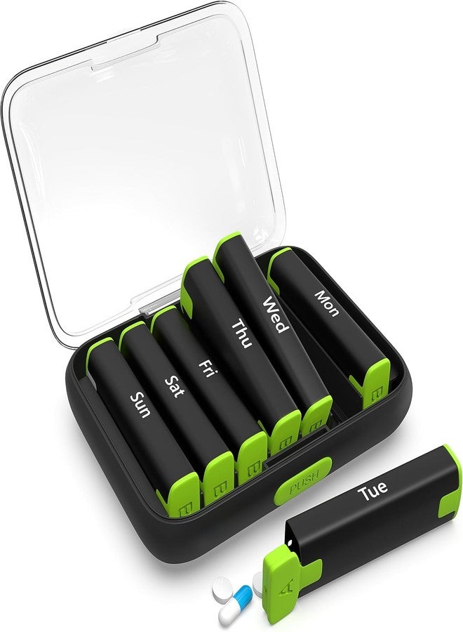 Rabbonix Weekly Medicine Organizer Box 02 Times a Day, Daily Tablets Container Case Travel Pill Box For 07 days | Apple Green | 01 Pcs - Image 1